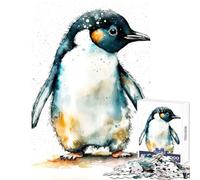 Jigsaw Puzzles 1000 Piece for Adults Cute Watercolour Penguin Toy Wall Decor Art Work Gift Hands-on Game Artists' Collection, Fine Arts Size 50x75cm