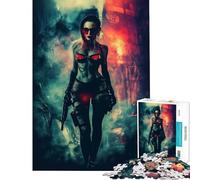 Jigsaw Puzzles 1000 Piece for Adults Cyberpunk Female Warrior Hands-on Game for Educational Game Challenge Toy Great Gifts And Toys For Family Fun (Size 50x75cm)