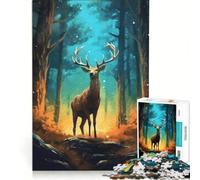 Jigsaw Puzzles 1000 Piece for Adults Deer In Forest Mysterious, Hands-on Game, Fun Activities at Home, Beautiful Design Game 38x26cm