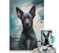 Jigsaw Puzzles 1000 Piece for Adults Defiant German Dog in Teal, Impossible Game, Parent-child Interaction, Wishlist with Santa Claus 38x52cm