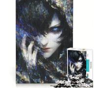 Jigsaw Puzzles 1000 Piece for Adults Digital Glitch Portrait with Blue Eyes Impossible Game Parent-child Interaction Wishlist with Santa Claus 38x26cm