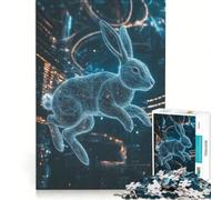 Jigsaw Puzzles 1000 Piece for Adults Digital Rabbit in Cityscape Impossible Game Parent-child Interaction Wishlist with Santa Claus 38x52cm