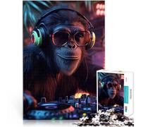 Jigsaw Puzzles 1000 Piece for Adults DJ Monkey Jungle Party Schwierig und herausfordernd Eltern-Kind-Interaktion75x50cm