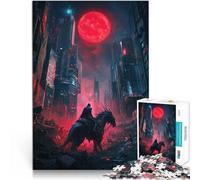 Jigsaw Puzzles 1000 Piece for Adults Dragon Rider in Cityscape Intellectual Game with Fully Interlocking Randomly Shaped Pieces 26x38cm