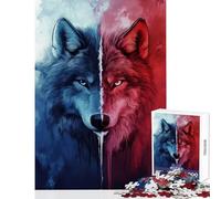 Jigsaw Puzzles 1000 Piece for Adults Dual-Colored Wolf Portrait Educational Toy Gift Birthday Relax Games Artists' Collection, Fine Arts Size 50x75cm