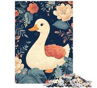 Jigsaw Puzzles 1000 Piece for Adults Duck with Floral Background Illustration Fun at Home Activities, Home Decoration Family Games for 14+ Puzzle Game Offered (38x52cm)