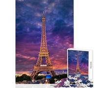 Jigsaw Puzzles 1000 Piece for Adults Eiffel Tower at Sunset Par Educational Toy Gift Birthday Relax Games Artists' Collection, Fine Arts Size 38x26cm