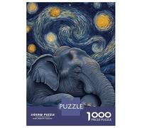 Jigsaw Puzzles 1000 Piece for Adults Elephant Under Starry Night Adult Puzzles Relaxing Games Analysis And Logic Great Gift for Gaming 52x38cm/1000pcs