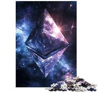 Jigsaw Puzzles 1000 Piece for Adults Ethereum Symbol in Space Challenging To Complete Stress Reliever Educational Toy for And from 14 Years And over (38x26cm)