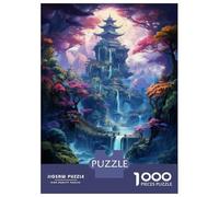 Jigsaw Puzzles 1000 Piece for Adults Fantasy Asian Waterfall Landscape Puzzles for Adults Brain Teaser Game Difficult Hard Educational Challenge 38x26cm/1000pcs
