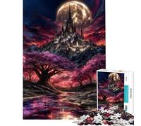 Jigsaw Puzzles 1000 Piece for Adults Fantasy Castle with Cherry Blossoms Adult Jigsaw Puzzle Relax Games Staycation Kill Time Challenging To Complete (Size 38x52cm)