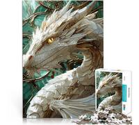 Jigsaw Puzzles 1000 Piece for Adults Fantasy White Dragon Beast Mustermontage einzigartiges Herausforderungsspiel52x38cm