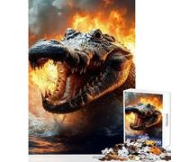 Jigsaw Puzzles 1000 Piece for Adults Fiery Crocodile Emerging from Water Jigsaw 1000 Piece Impossible Game Great Gifts for Games Enhance Memory (38x26cm)