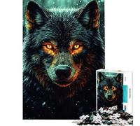 Jigsaw Puzzles 1000 Piece for Adults Fiery Wolf Portrait Adult Jigsaw Puzzle Relax Games Staycation Kill Time Challenging To Complete (Size 38x26cm)
