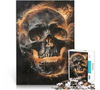 Jigsaw Puzzles 1000 Piece for Adults “Flaming Skull” Made of cardboard,for age 14+ Antistress Vacation at home Killing time Unique Birthday size:38x52cm/14.96x20.47inch