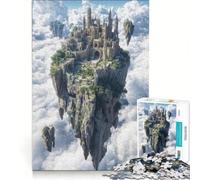 Jigsaw Puzzles 1000 Piece for Adults Floating Castle in The Clouds, Impossible Game, Parent-child Interaction, Wishlist with Santa Claus 38x26cm