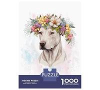 Jigsaw Puzzles 1000 Piece for Adults Floral Dogo Argentino Dog Jigsaws for Adults Hands-on Game But Fun And Humorous Educational Challenge 38x26cm/1000pcs