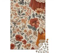 Jigsaw Puzzles 1000 Piece for Adults Floral Fox Illustration Pattern Jigsaw for Adults Family Games But Fun And Humorous Birthday Present, Gifts, 52x38cm/1000pcs