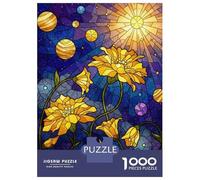 Jigsaw Puzzles 1000 Piece for Adults Floral Stained Glass Space Art Jigsaw for Adults Toy Wall Decor Home Decoration Challenging To Complete 38x26cm/1000pcs
