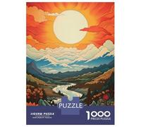 Jigsaw Puzzles 1000 Piece for Adults Floral Valley Landscape with River And Sun Puzzle for Adults Family Games Enhance Memory Educational Challenge 38x26cm/1000pcs