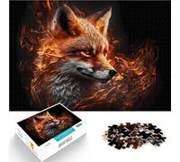 Jigsaw Puzzles 1000 Piece for Adults Fox made by fire Made of cardboard for and 14 years and over Toys for family entertainment Birthday and unique gifts。size:38x52cm/14.96x20.47inch