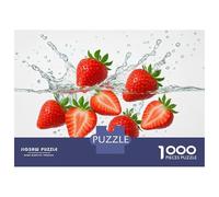 Jigsaw Puzzles 1000 Piece for Adults Fresh Strawberries Splashing in Water Puzzle for Adults Family Games Enhance Memory Educational Challenge 52x38cm/1000pcs
