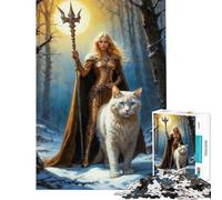 Jigsaw Puzzles 1000 Piece for Adults Freya And White Cat Help The Brain Exercise Improve Memory Educational Game for Age 14+ Game (38x26cm)