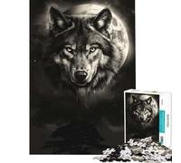 Jigsaw Puzzles 1000 Piece for Adults Full Moon Wolf Challenging Game Toys Educational Games Hand Speed Race Gifts For Birthdays (Size 38x26cm)