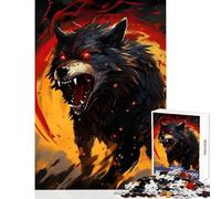 Jigsaw Puzzles 1000 Piece for Adults Furious Wolf Growling Toy Wall Decor Gift Birthday Family Game Interesting Stress Reduction (Size 38x26cm)