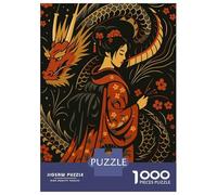 Jigsaw Puzzles 1000 Piece for Adults Geisha And Dragon Art Illustration Puzzle for Adults DIY Toys Staycation Kill Time Educational Challenge 38x26cm/1000pcs