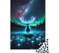 Jigsaw Puzzles 1000 Piece for Adults Glowing Deer Fantasy Art Print Puzzles for Adults Brain Teaser Game Difficult Hard Educational Challenge 52x38cm/1000pcs