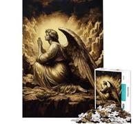 Jigsaw Puzzles 1000 Piece for Adults Gold X Angel Prayer Puzzle for Adults Hands-on Game Wall Decoration Educational Challenge (Size 38x52cm)