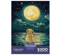 Jigsaw Puzzles 1000 Piece for Adults Golden Dog by Moonlight Jigsaw for Adults Toy Wall Decor Home Decoration Challenging To Complete 52x38cm/1000pcs