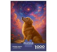 Jigsaw Puzzles 1000 Piece for Adults Golden Retriever Gazing at Galaxy Adult Puzzles Relaxing Games Analysis And Logic Great Gift for Gaming 38x26cm/1000pcs