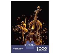 Jigsaw Puzzles 1000 Piece for Adults Golden Violin Music Notes Puzzles for Adults Brain Teaser Game Difficult Hard Educational Challenge 38x26cm/1000pcs