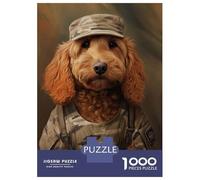 Jigsaw Puzzles 1000 Piece for Adults Goldendoodle Soldier Puzzle for Adults Family Games Enhance Memory Educational Challenge 38x26cm/1000pcs