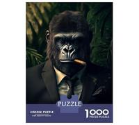 Jigsaw Puzzles 1000 Piece for Adults Gorilla Boss Monkey Cigar in Suit Jigsaw for Adults Toy Wall Decor Home Decoration Challenging To Complete 70x50cm/1000pcs