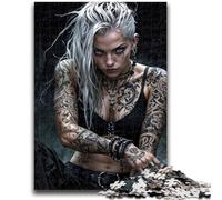 Jigsaw Puzzles 1000 Piece for Adults Gothic Punk Mistress Tough Challenge with Matching Poster And Trivia Sheet 50x75cm