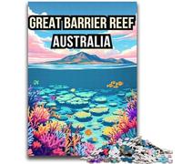 Jigsaw Puzzles 1000 Piece for Adults Great Barrier Reef Australia Tough Challenge with Matching Poster And Trivia Sheet 38x52cm