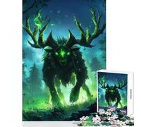 Jigsaw Puzzles 1000 Piece for Adults Green Stag Monster Educational Toy Gift Birthday Relax Games Artists' Collection, Fine Arts Size 50x75cm