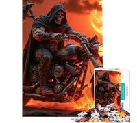 Jigsaw Puzzles 1000 Piece for Adults Grim Reaper on Motorcycle Adult Jigsaw Fun Games But Fun And Humorous Gifts for Friends And Family (Size 38x52cm)