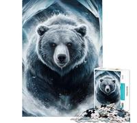 Jigsaw Puzzles 1000 Piece for Adults Grizzly Bear Breaking Ice Teenager Puzzles DIY Toys Precision Cutting Challenging To Complete (Size 38x26cm)