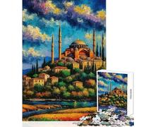 Jigsaw Puzzles 1000 Piece for Adults Hagia Sophia Painting Practical Game Improve Memory Anti-Stress Toys Parent-child Interaction (26X38cm)