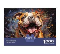 Jigsaw Puzzles 1000 Piece for Adults Happy English Bulldog Painting Jigsaws for Adults Hands-on Game But Fun And Humorous Educational Challenge 38x26cm/1000pcs