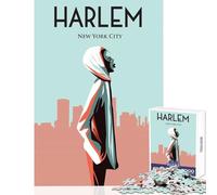 Jigsaw Puzzles 1000 Piece for Adults Harlem New York Poster Jigsaws for Adults Puzzle Stress Reliever Wishlist with Santa Claus Unique Challenge Game (38x52cm)