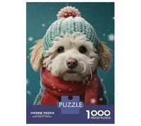 Jigsaw Puzzles 1000 Piece for Adults Havanese Dog Xmas Painting Jigsaw for Adults Hands-on Game Wall Decoration Great Gift for Gaming 52x38cm/1000pcs
