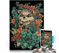 Jigsaw Puzzles 1000 Piece for Adults Hedgehog in Bloom Denksportaufgabe für Jedes Stück ist einzigartig Anspruchsvolles Familienspiel75x50cm