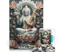 Jigsaw Puzzles 1000 Piece for Adults Hinduism Saraswati God Impossible Game Parent-child Interaction Wishlist with Santa Claus 38x26cm