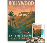 Jigsaw Puzzles 1000 Piece for Adults Hollywood Sign Poster, Impossible Game, Parent-child Interaction, Wishlist with Santa Claus 50x75cm