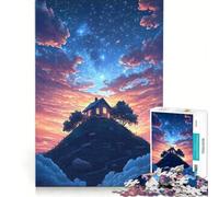 Jigsaw Puzzles 1000 Piece for Adults House on A Hill at Night, Educational Game, Home Art Decor, Artists Collection, Fine Art (38x52cm)